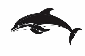 Obraz premium Dolphin silhouette on white background with vector design