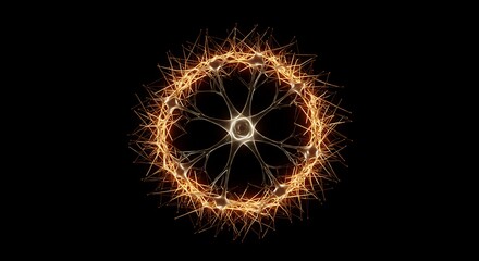 Abstract Glowing Neural Network Structure Against a Dark Black Background