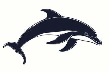 Fototapeta premium Dolphin silhouette on white background with vector design