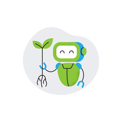 AI assists with ecology problems. Ecology and sustainable development. Vector illustration on a white background.