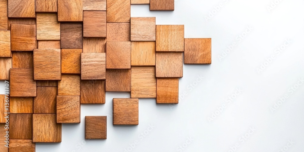 Aufkleber Textured Wooden Blocks Arranged in a Unique Pattern on Surface