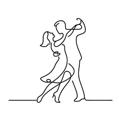 Couple dancing together in one line romantic vector