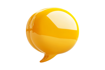 yellow speech bubble Isolated on White and Transparent Background PNG Image.