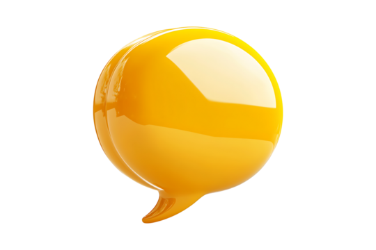 yellow speech bubble Isolated on White and Transparent Background PNG Image.