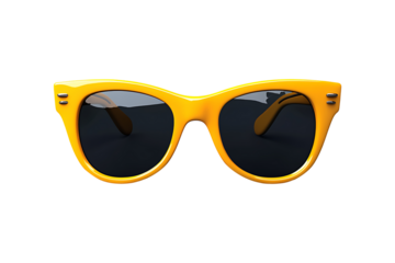 yellow sunglasses 3d render icon Isolated on White and Transparent Background PNG Image.
