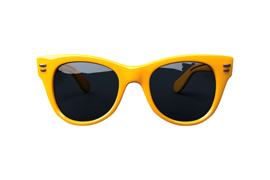 yellow sunglasses 3d render icon Isolated on White and Transparent Background PNG Image.