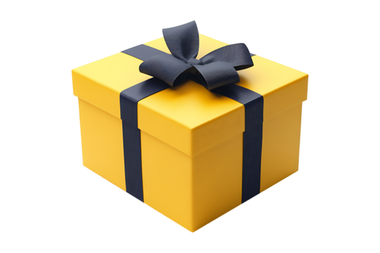 yellow gift box Isolated on White and Transparent Background PNG Image. - Powered by Adobe