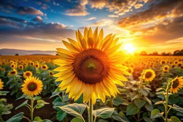 Obraz premium Sunflower Field Photography, Vibrant Sunflowers, Blooming Sunflowers, Summer Sunflower, Golden Sunflower, Sunflower Product Photography, Bright Sunflower Images