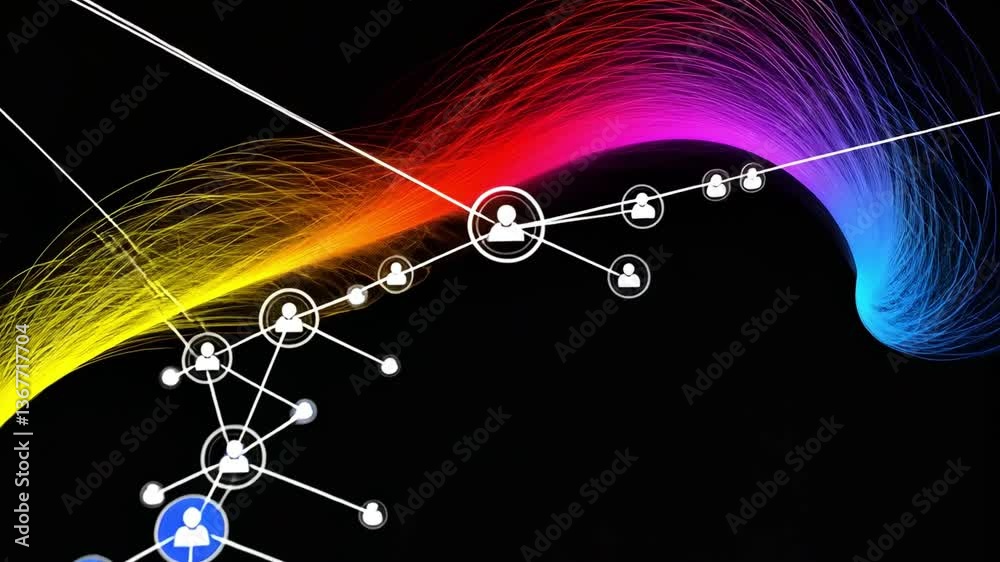 Poster connecting the world: a vivid representation of global networking, illustrating interconnected nodes