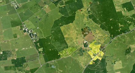 Aerial View of Varied Grassland Management Showing Land Use Patterns