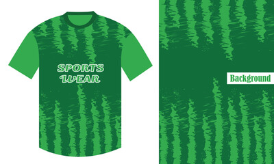 Green soccer sportswear sublimation t shirt vector art printable design with mockup geometric thunder strips pattern halftone sportswear design

