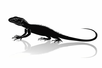 Fototapeta premium Lizard silhouette on white background, vector design