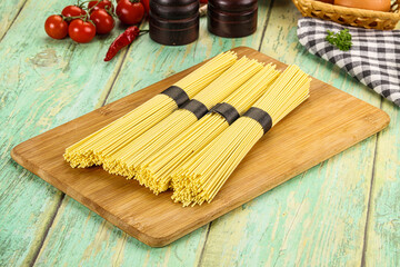 Raw dry uncooked egg noodles