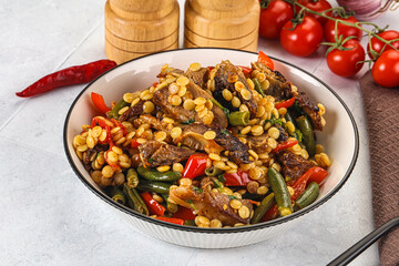 Eastern cuisine - Ptitim with beef and vegetables
