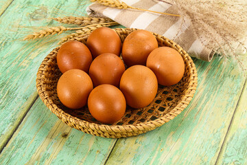 Raw browl chicken egg heap