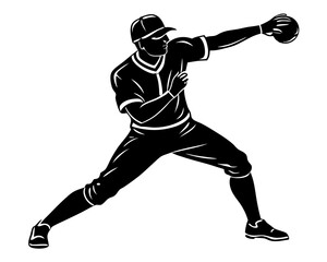 Naklejka premium Baseball Player silhouette vector illustration