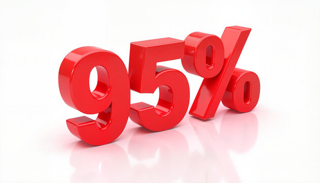 95% Bold Red Number Symbolizing High Percentage on White Background  
