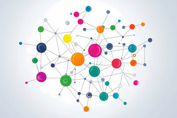 Obraz premium Network nodes and connectivity vector logo design