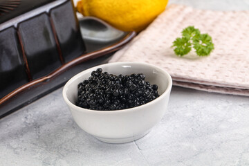 black sturgeon caviar in the bowl