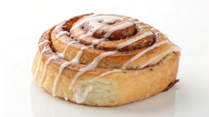 Classic Cinnamon Roll with White Icing Drizzle on Top  

