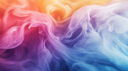 A vibrant swirl of colorful smoke creates an ethereal and dynamic visual effect, blending hues of orange, pink, and blue.