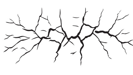 Cracked texture. Cracks texture for design. Abstract black cracks on white background. Structure of cracking.