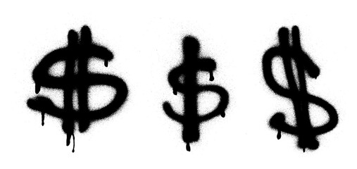 Dollar Sign Graffiti Grunge Spray Paint Stroke PNG Transparent