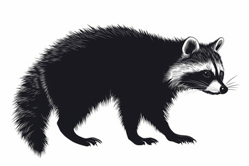 Obraz premium Raccoon silhouette on white background vector design