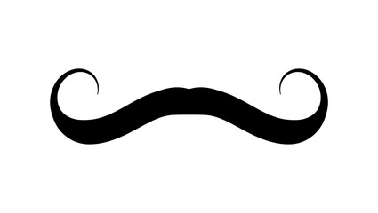 curled mustache, black isolated silhouette