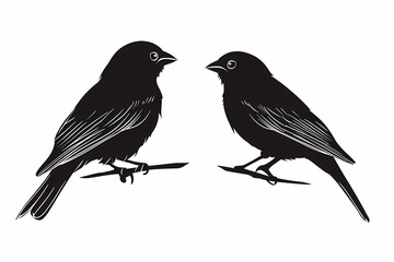 Obraz premium Sparrow silhouette on white background vector design