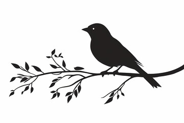 Fototapeta premium Sparrow silhouette on white background vector design
