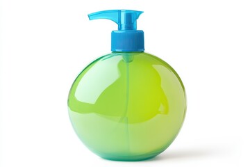 Obraz premium A vibrant green and blue dispenser bottle showcasing modern design and innovative functionality isolated on transparent background