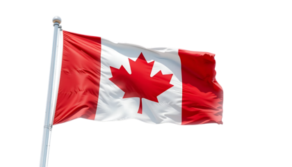 Canadian flag blowing in the wind, displayed on a flagpole png