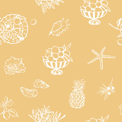 Fruits on the beach seamless pattern