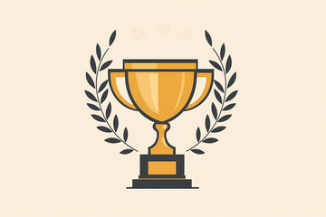 Trophy and laurel, achievement vector logo design