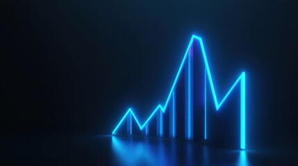 Glowing Neon Financial Graph Showing Rising Business Success and Growth