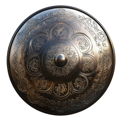 Naklejka premium Ornate Medieval Shield with Intricate Floral Engravings