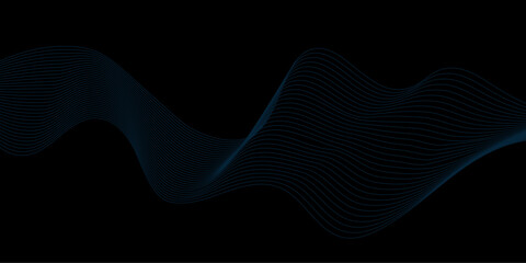 Abstract black background luxury colorful Wave line wallpaper. Dynamic flowing wave lines design element. Futuristic technology and sound wave pattern.
