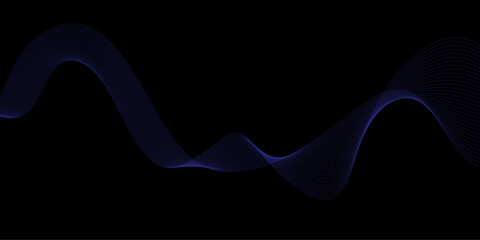 Abstract black background luxury colorful Wave line wallpaper. Dynamic flowing wave lines design element. Futuristic technology and sound wave pattern.