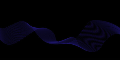 Abstract black background luxury colorful Wave line wallpaper. Dynamic flowing wave lines design element. Futuristic technology and sound wave pattern.