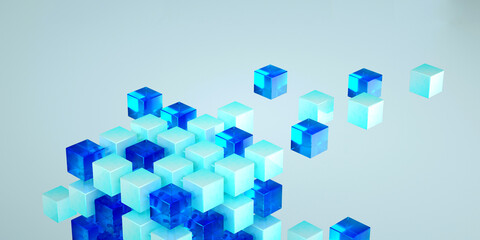 3d render technology, data transfer, database, LLM, large language model concept. Abstract background