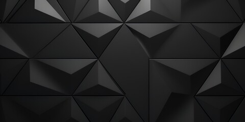 Black geometric pattern background, 3D texture. Modern minimal wall design with dark grey triangle