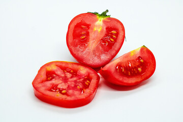 Tomatoes slice isolated in white background, Red Tomatoes slice in white background
