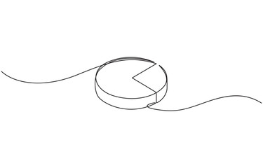 Continuous line drawing of pie chart. Business concept, Continuous line drawing of pie chart, concept business or finance, object one line, single line art, vector illustration