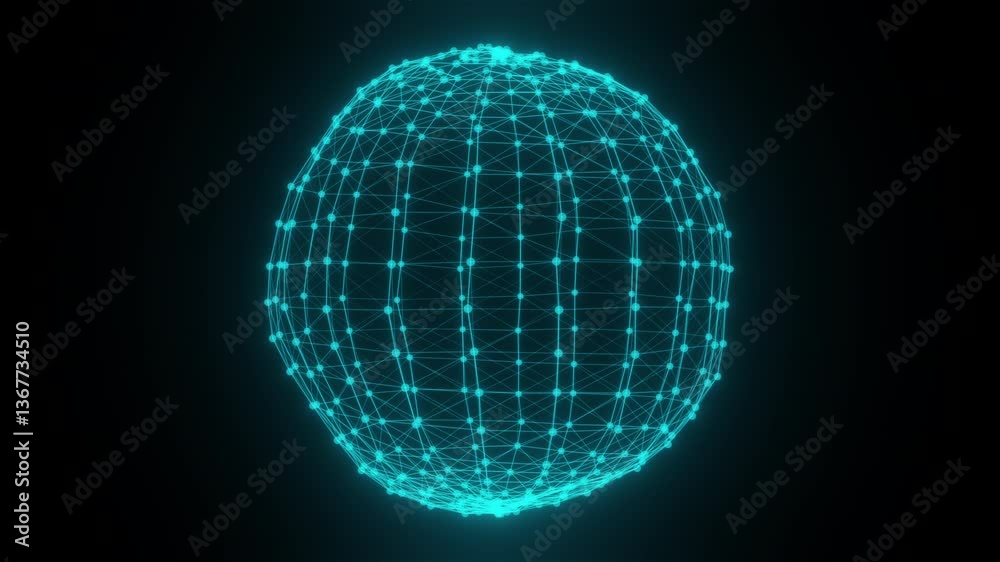 Poster plexus planet sphere of dots and lines. computer generated 3d render