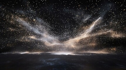 Fototapeta premium A stunning cosmic scene showcasing a galaxy filled with stars, nebulae, and ethereal light effects, representing the vastness of the universe.