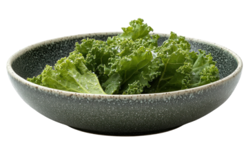 A Vibrant Bowl Of Fresh Kale, Ready To Be Enjoyed, Nestled In A Speckled Dark Green Ceramic Dish With A Subtle Off-white Rim Isolated on Transparent Background