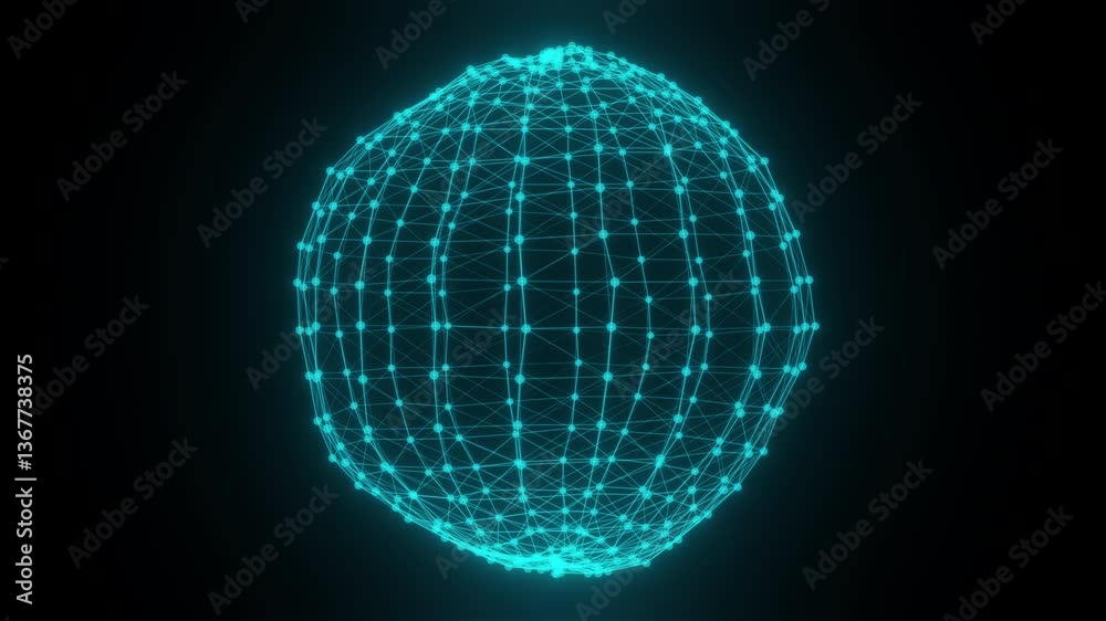 Poster plexus planet sphere of dots and lines. computer generated 3d render