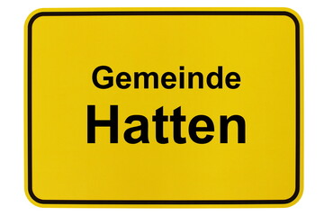 Illustration eines Ortsschildes der Gemeinde Hatten in Niedersachsen