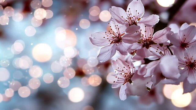 Elegant cherry blossom border set against a gentle white backdrop.